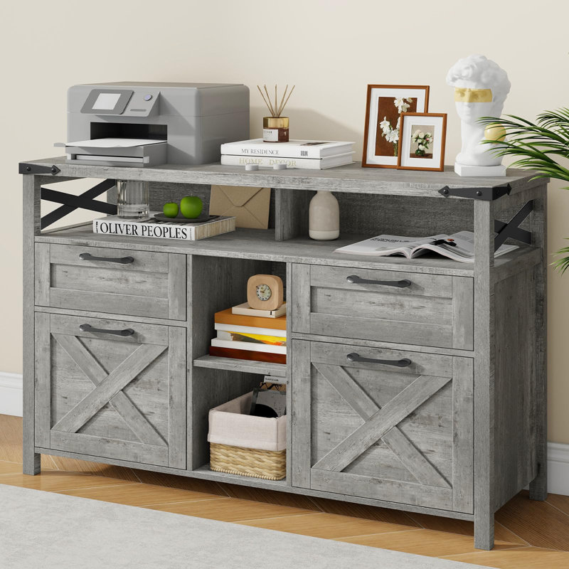 Classeur Farmhouse avec tablette réglable, Gris
