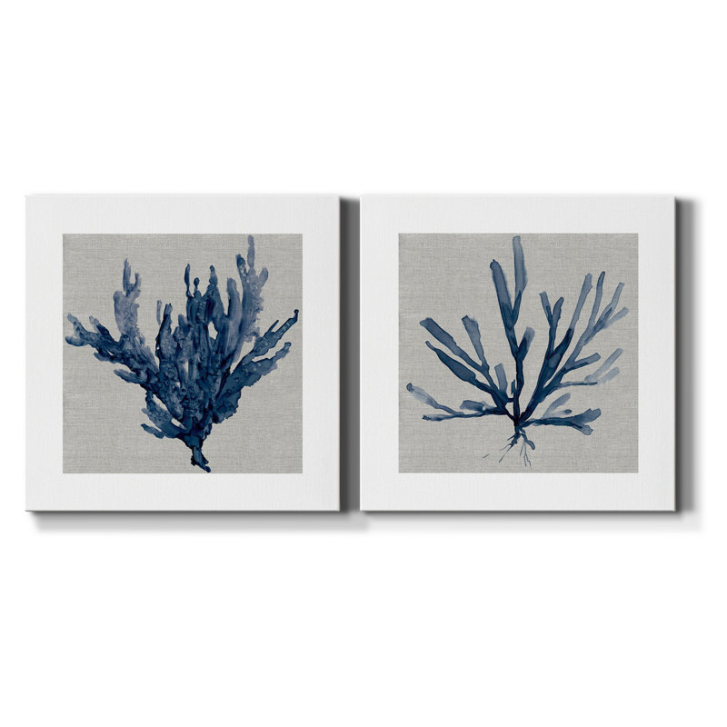 Lin corail I - ensemble de 2 reproductions d'art sur toile tendue, H 24 po x l 48 po x P 1 po