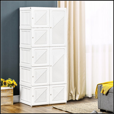 HOMCOM Portable Folding Wardrobe Closet With 8 Cube Compartments, Hanging Rod, And Magnetic Doors For Efficient Storage