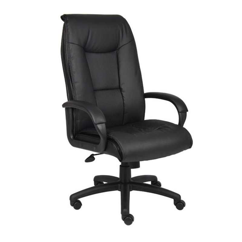 Executive Office Chair With Padded Arms, Faux Leather, Tilt Tension