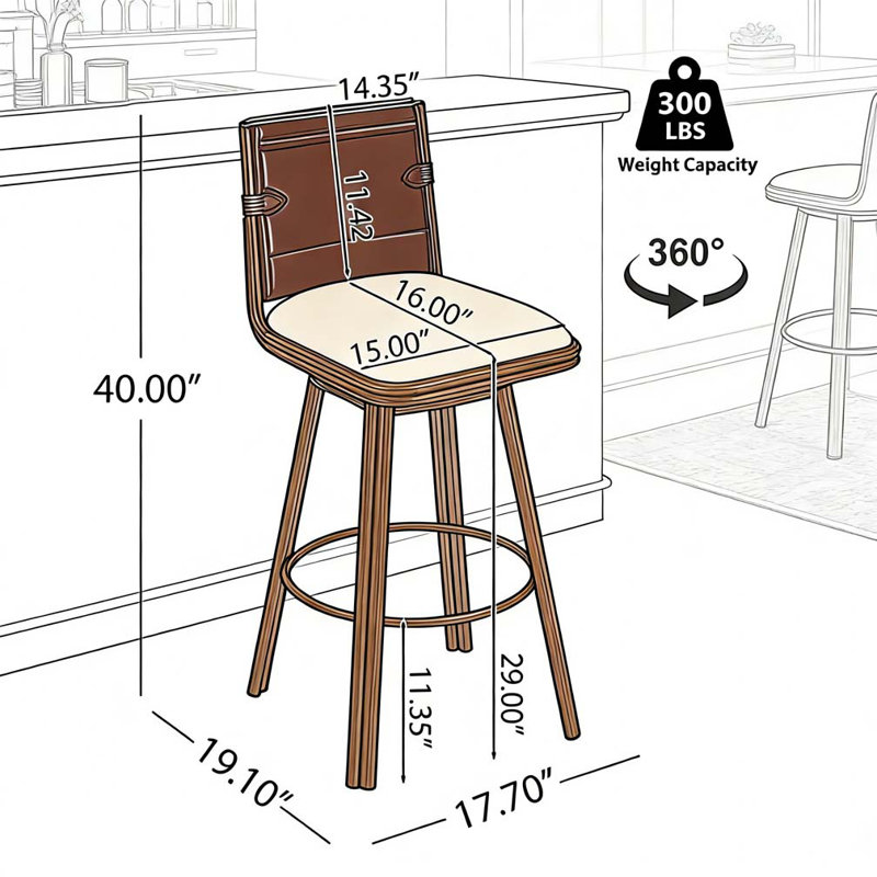 Tabouret de bar pivotant d'intérieur avec structure en métal