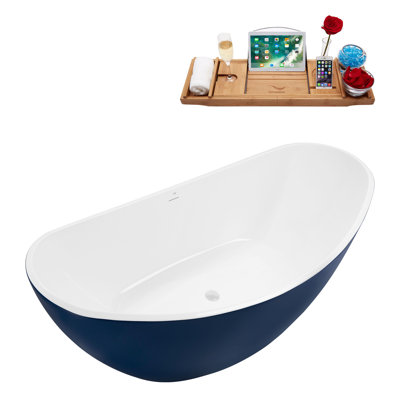 74.8'' x 35.4'' Freestanding Soaking Acrylic Bathtub