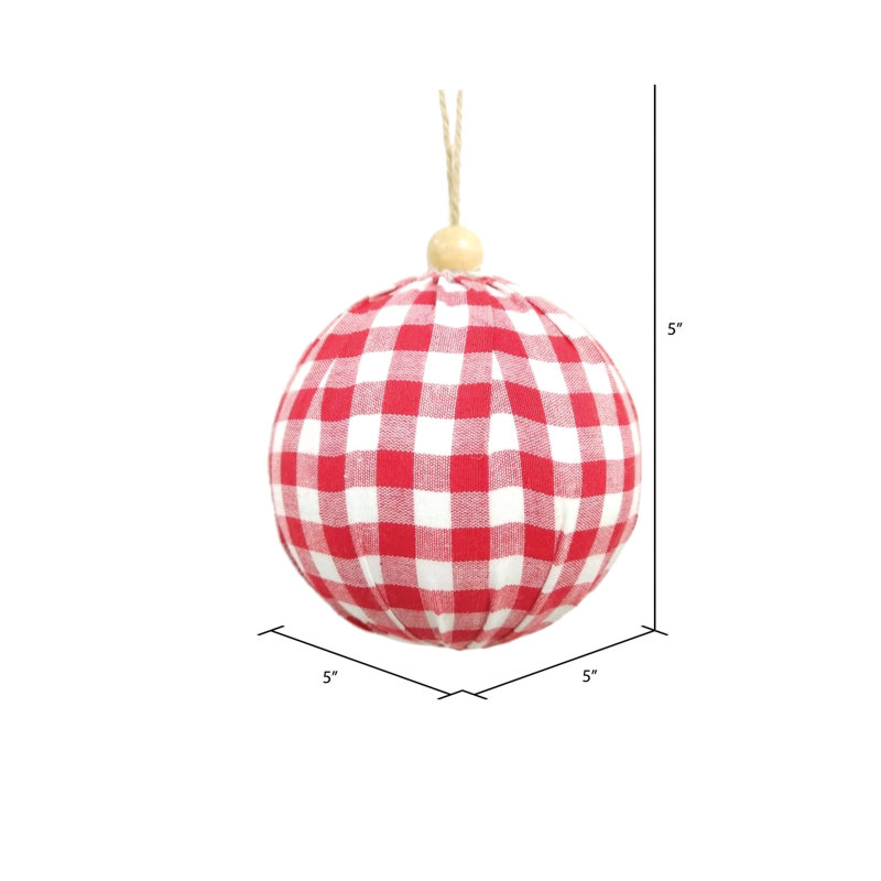Ornement boule en tissu écossais Vickerman, Rouge
