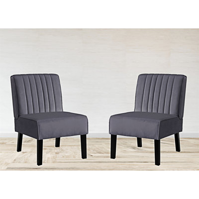 Antanina Wide Slipper Chair,Accent chair,Reading chair with solid wood legs 