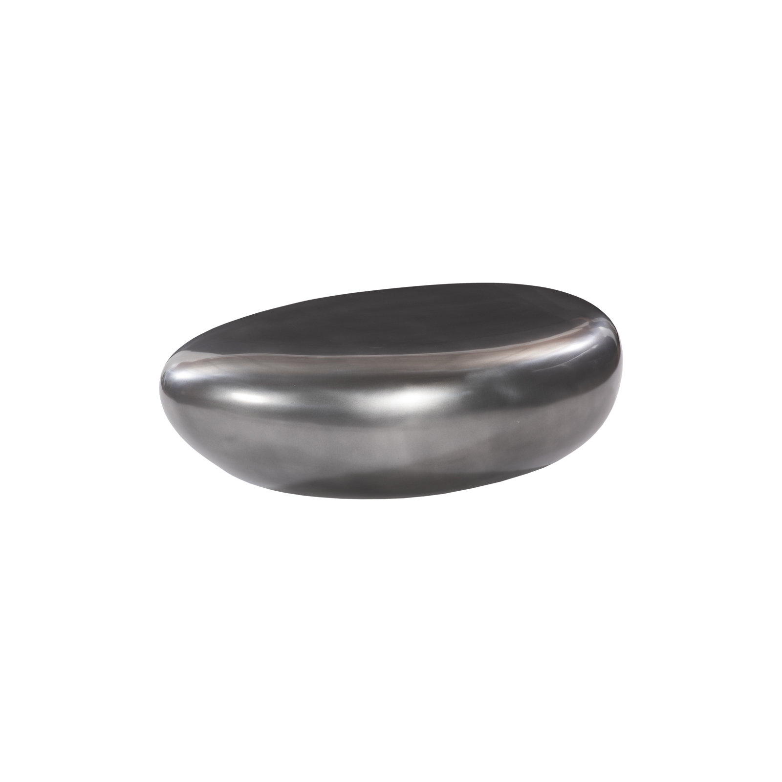 River Stone Patio Table, 14" H x 42" L x 26" W, Polished Aluminum