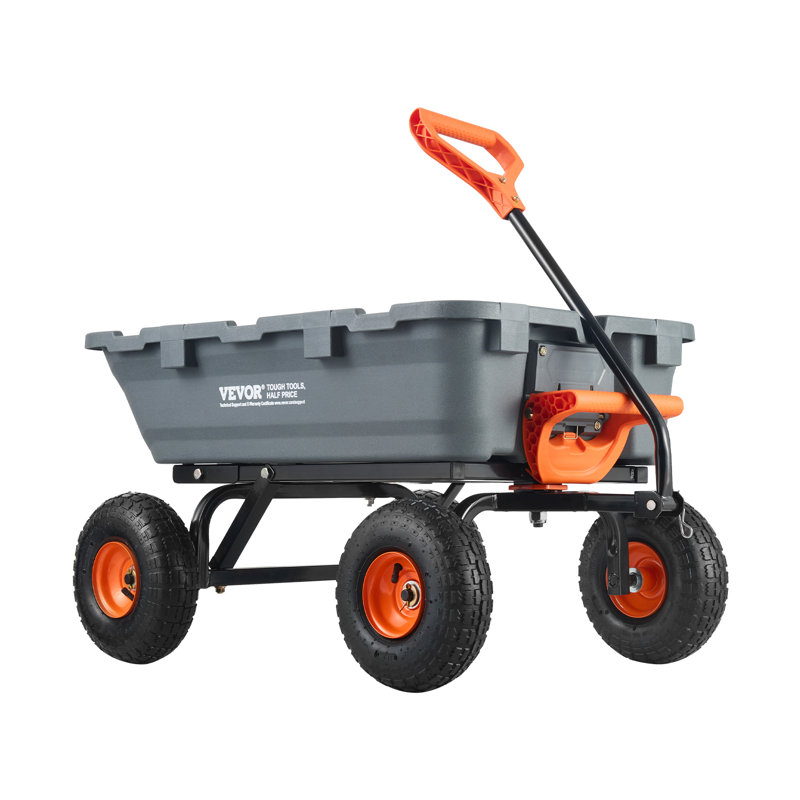 Gray Heavy Duty Poly Garden Dump Cart with Steel Frame