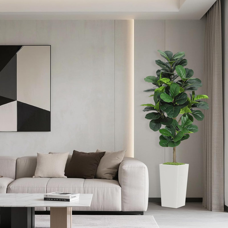 Figuier artificiel, plante en soie 3D réaliste avec feuilles résistantes aux rayons UV pour le bureau à domicile