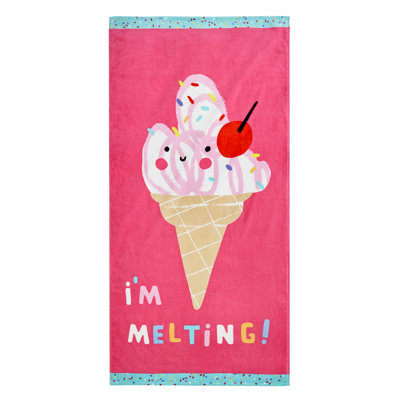I'm Melting 100% Cotton Beach Towel Pink