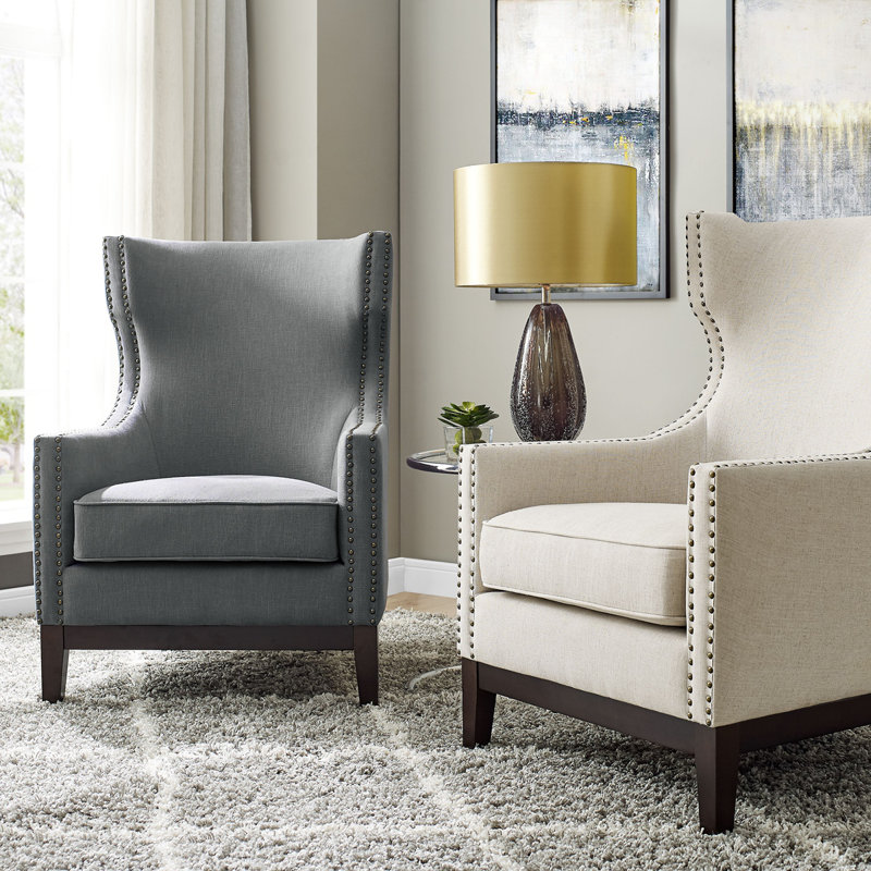 Fauteuil rembourré Sufan, Lin gris foncé