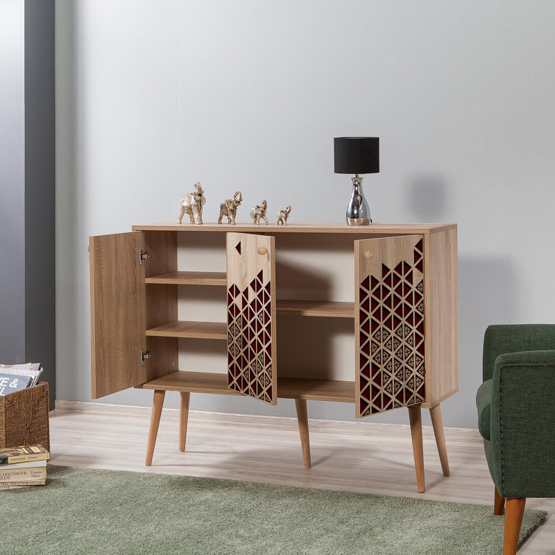 Aerith 90cm Sideboard, Brown/Red