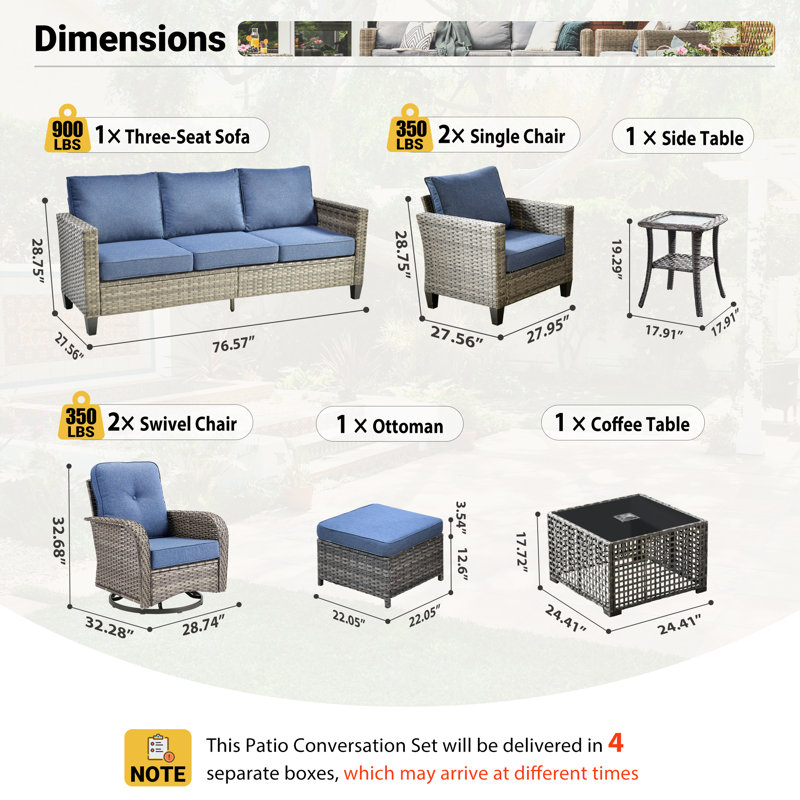 9 - Person Patio Furniture Set With Swivel Rocker, Outdoor Wicker Rattan Seating Group With Cushions, All Weather Sofa Conversation Set With Led Lighted Coffee Table For Garden Backyard