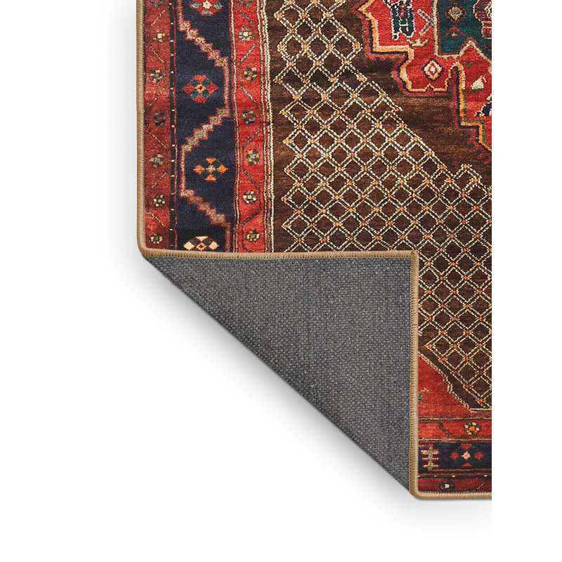 Tapis rouge/gris traditionnel Sanket, Rectangle 2 pi x 5 pi