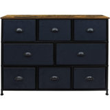 Sorbus 8 Drawers Wide Dresser with Steel Frame, Wood Top, and Fabric Bins in Black