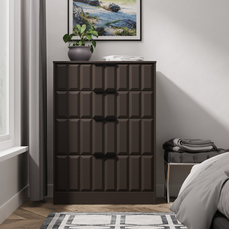 Besian 77cm W 4 - Drawer Chest of Drawers, Grey