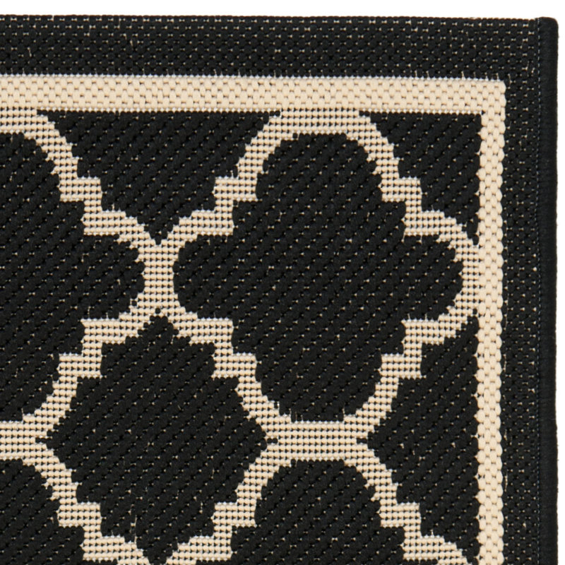 Herefordshire Indoor/Outdoor Hooked Black/Beige Rug, Rectangle 79 x 152 cm