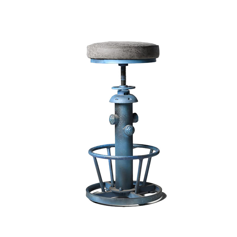 Antique Industrial Round Bottom Adjustable Height Soft Seat Cafe Retro Hydrant Stylish Water Pipe Design Pub Kitchen Bar Stool