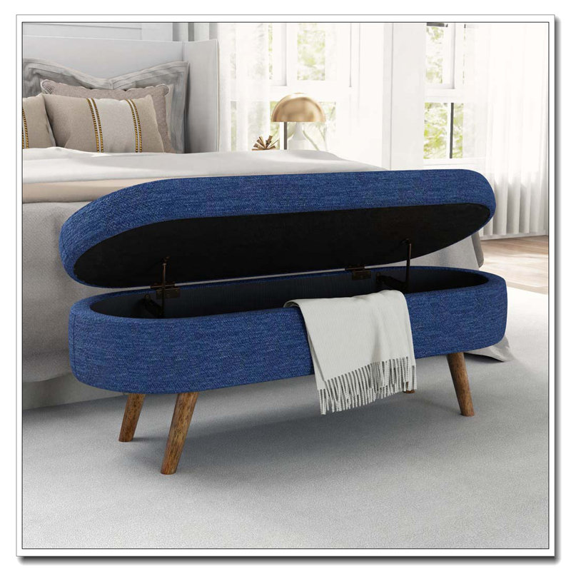 Banc de rangement repose-pieds ovale, Bleu