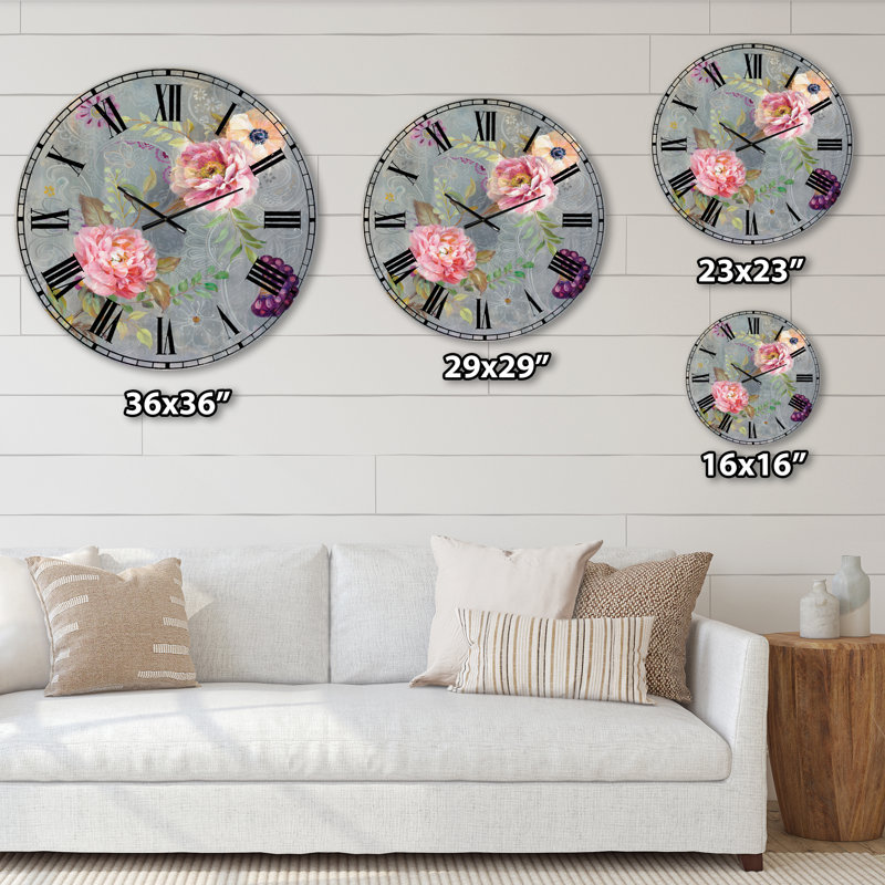 Pivoines et cachemire - Horloge murale chalet, Moyen