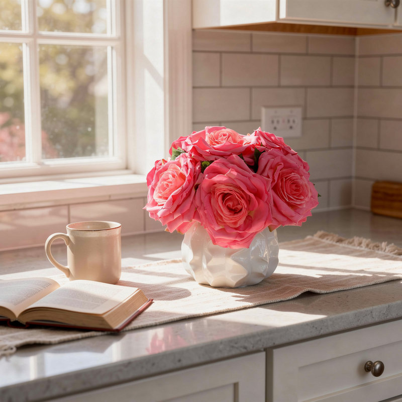 Roses Arranged in a Wavy Glass Vase