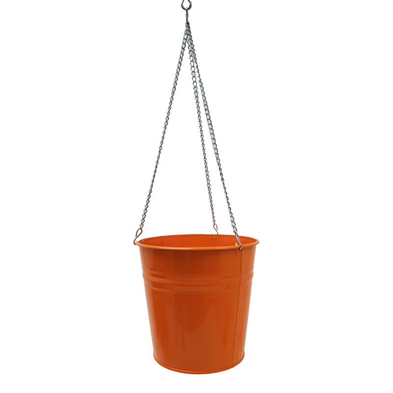 Pot de fleurs galvanisé émaillé Abbie, Mandarine