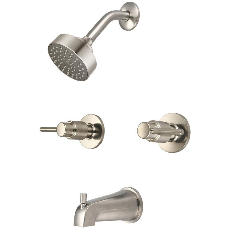 Central Brass 8997 Four Function Showerhead Two Handle Tub & Shower Set, Brushed Nickel