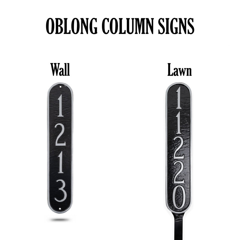 Oblong 4-Line Wall Address Plaque, Black/Gold