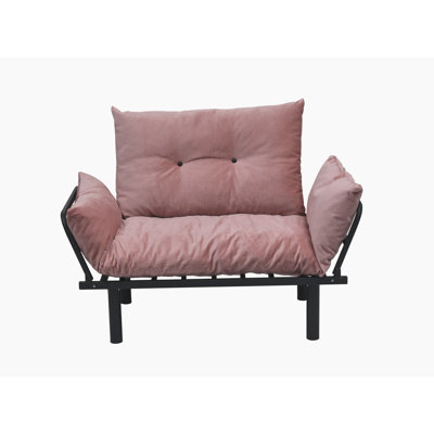 Causeuse rose en métal, 49 po de profondeur, 24 po de largeur, 35 po de hauteur, 30 lb de siège lourd en métal, P 49,62 po, l 23,79 po, H 35,65 po, 29,61 lb