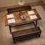 Ensemble de table à manger extensible 3 pièces, ensemble de table de cuisine rustique