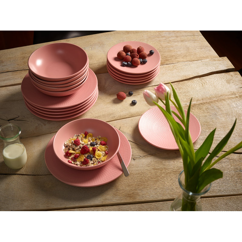Blanka Piece Stoneware Dinnerware Set - Service for 4, Pink
