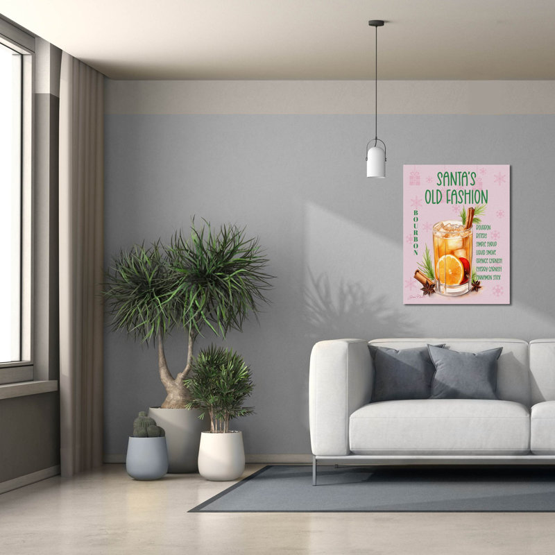 «Holiday Drinks E» par Jean Plout, art mural sur toile, H 34 po x l 26 po x P 1,5 po