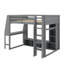 Lit mezzanine en bois avec bureau, nombreuses tablettes de rangement, éclairage à DEL et portemanteau suspendu-1123381398