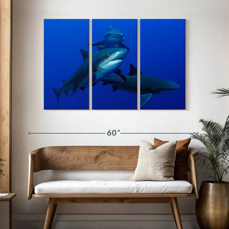 Brampt Triple Sharks, 32" H x 50" W