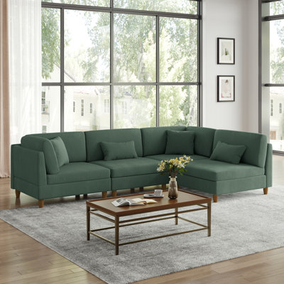 Canapé modulaire rembourré en velours côtelé l 120,6 po Seemab
