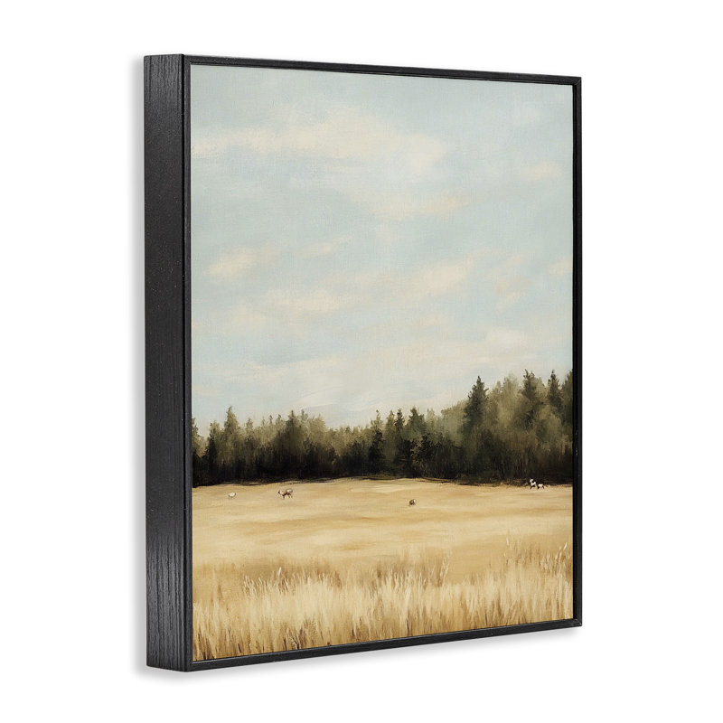 Out To Pasture Landscape Giclee Art, design by Franklyn Gregory, H 20 po x l 16 po, Giclée encadrée noir minuit