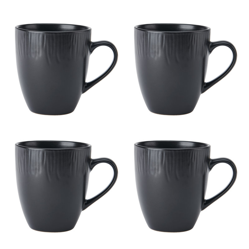 Mikasa Jardin Midnight Stoneware Mugs, 420ml, Black