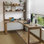 Bureau en bois massif en L noyer clair
