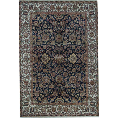 Tapis bleu et rouge noué à la main de haute qualité