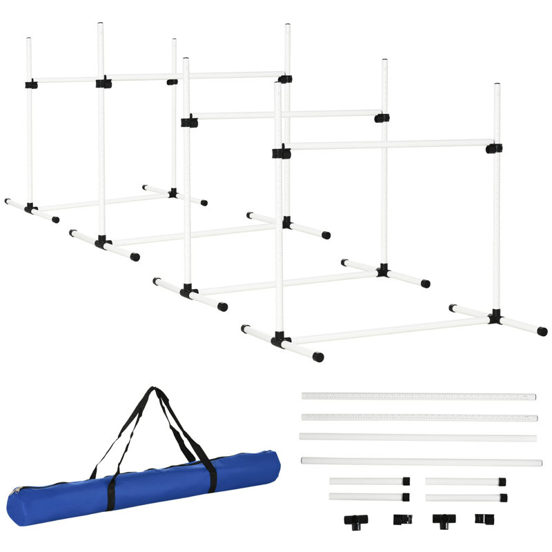 White Adjustable 4-Bar Dog Agility Training Set