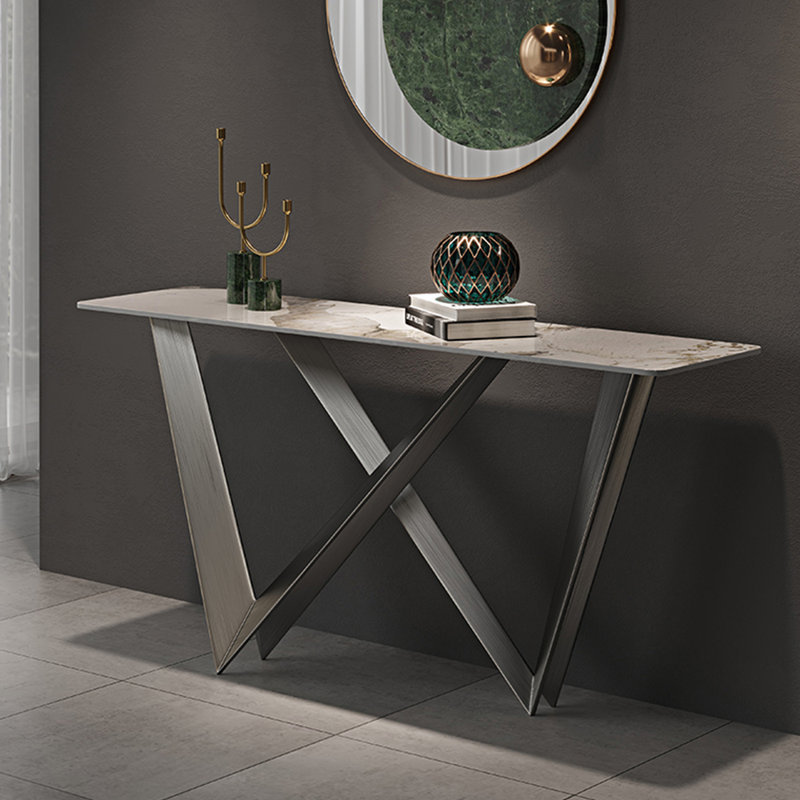 Italian light luxury rectangular console table, 31.5" H x 63" W x 15.7" D