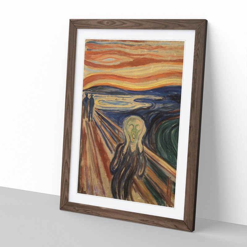 The Scream by Edvard Munch - Picture Frame Painting, 48cm H x 36cm W x 2cm D, Walnut Framed