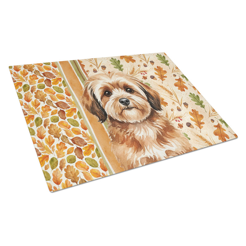 Sable Havanese Heirloom Fall Glass Cutting Board