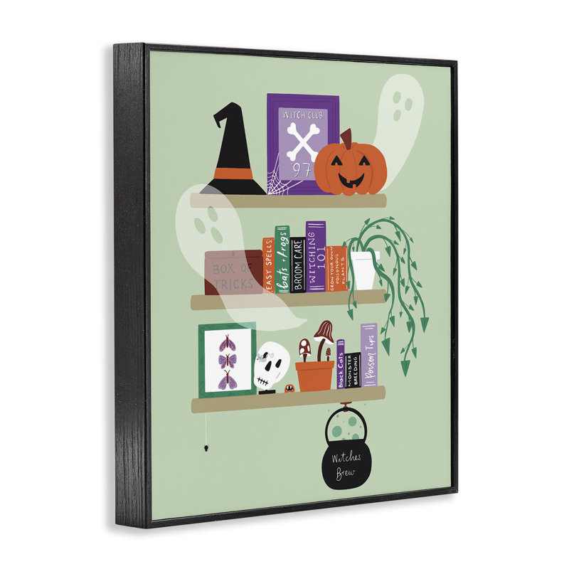 Bibliothèque Witchy Halloween, estampe numérique, design par Sazerelli Designs, H 30 po x l 24 po