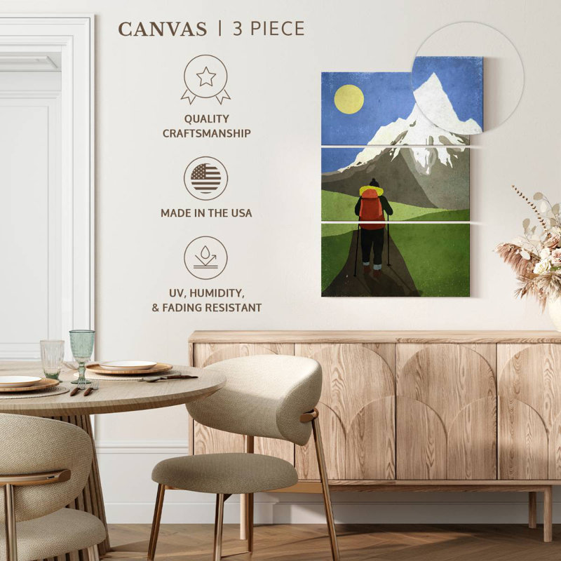 Senne Hiking To Snowcapped Mountain, 32" H x 20" W