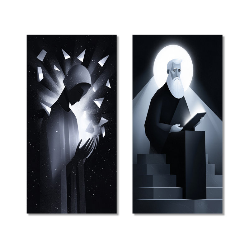 Reproduction murale en métal 2 panneaux, H 32 po x l 32 po
