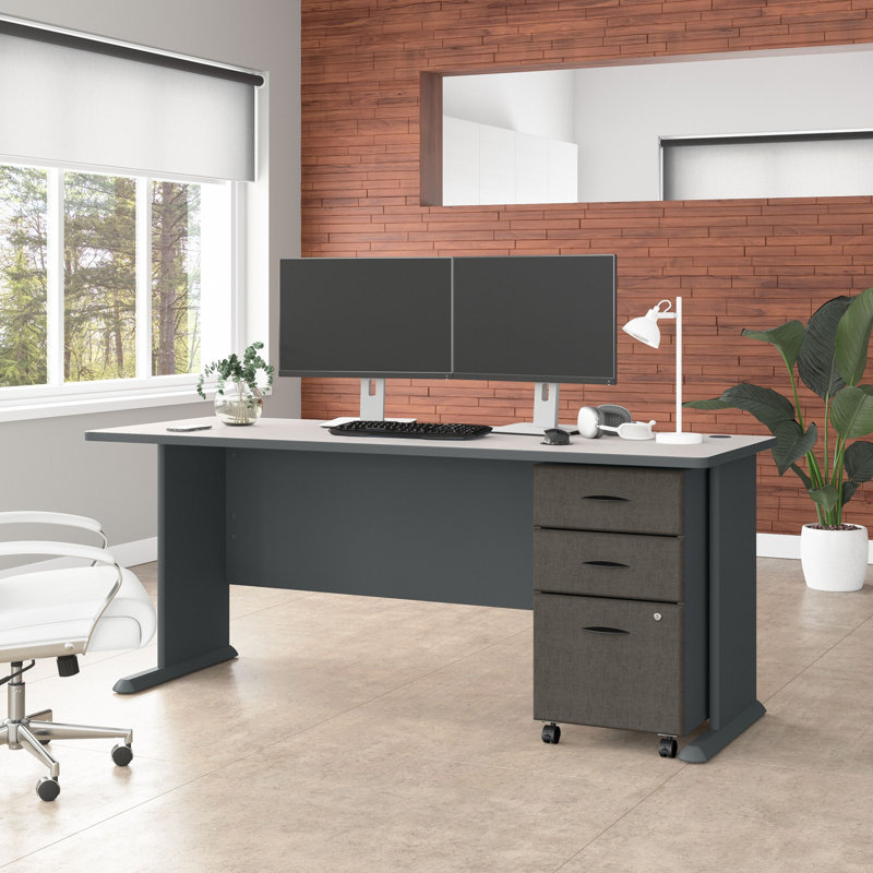 Bureau Series, Blanc spectre / ardoise, H 30 po x l 72 po x P 27 po