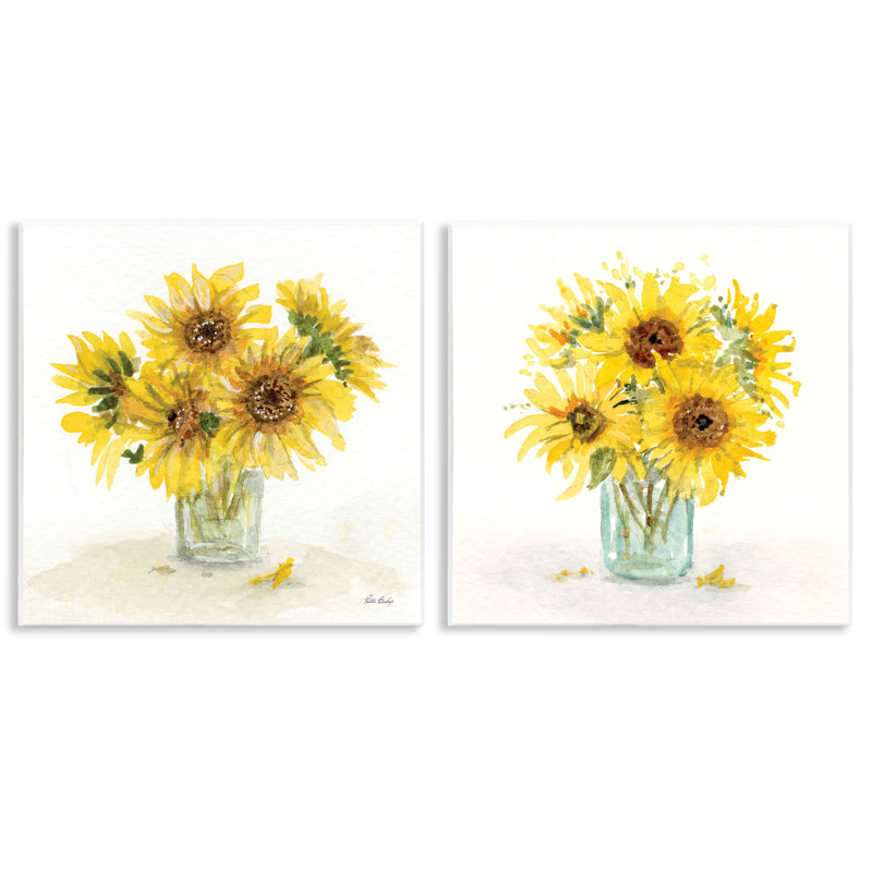 «Sunflower Bouquet Jar», ensemble de 2 plaques murales par Paul Brent