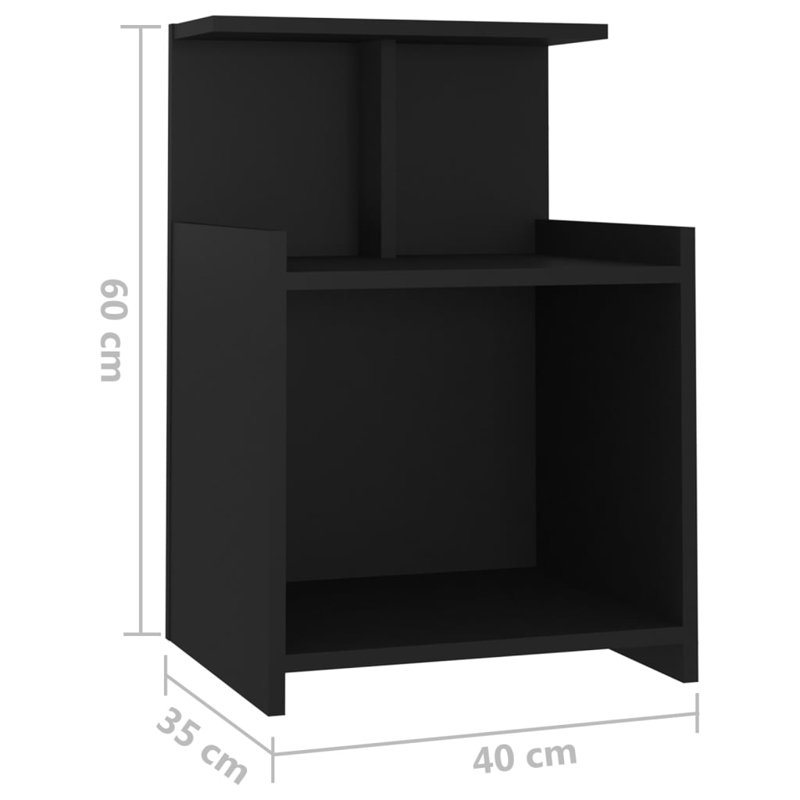 Averlee Bed Cabinet 40x35x60 cm Engineered Wood, 1, Black