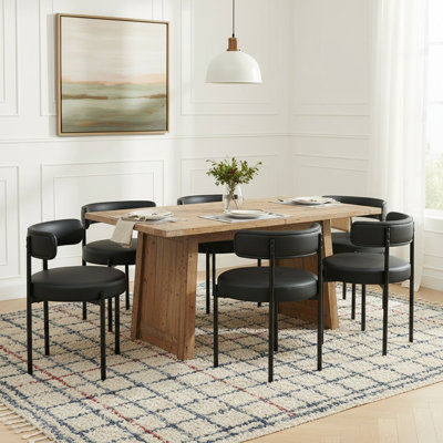 Modern Faux Leather Upholstered Side Dining Chair with Metal Frame