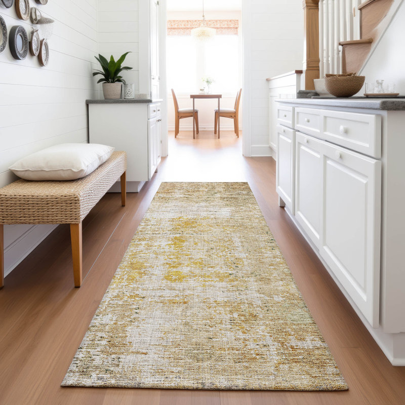Premium Machine Washable Jacoby AMF1169 Geometric Rug, Runner 2'3" x 7'6"