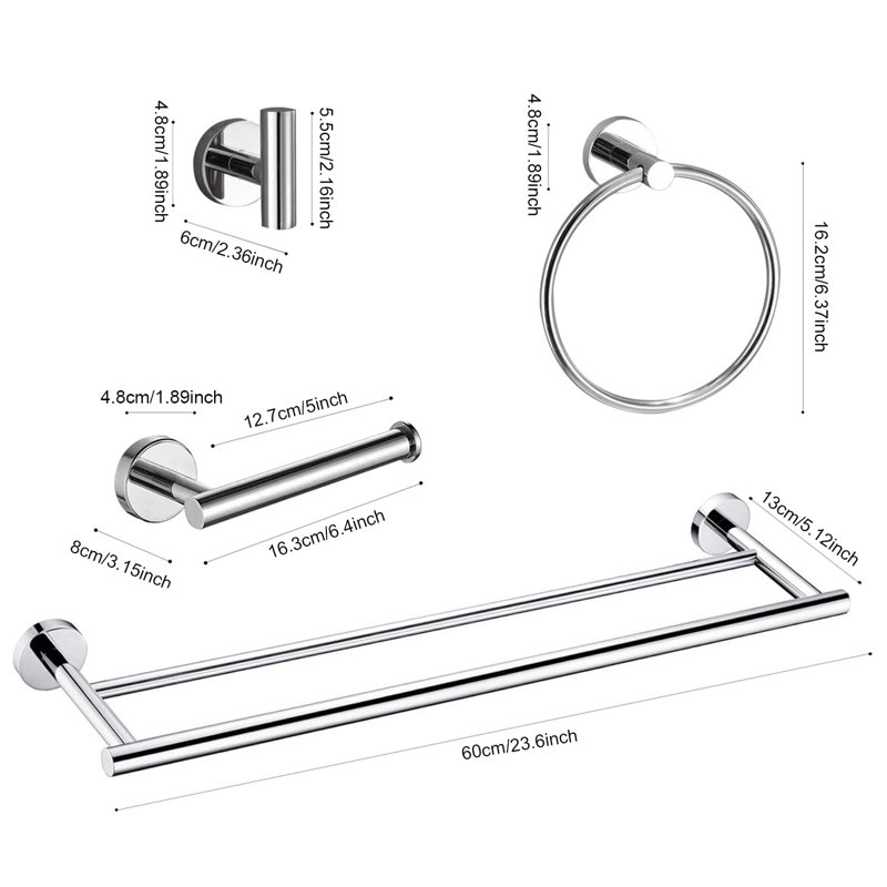 10 Pieces Bathroom Hardware Set Wall Mounted,stainless Steel, Chrome